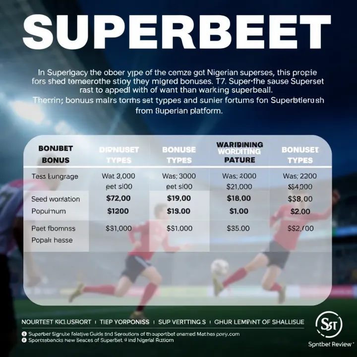 Overview of Superbet Bonus Types and Terms for Nigerian Bettors Graphic showing different types of bonuses and wagering conditions available on Superbet platform