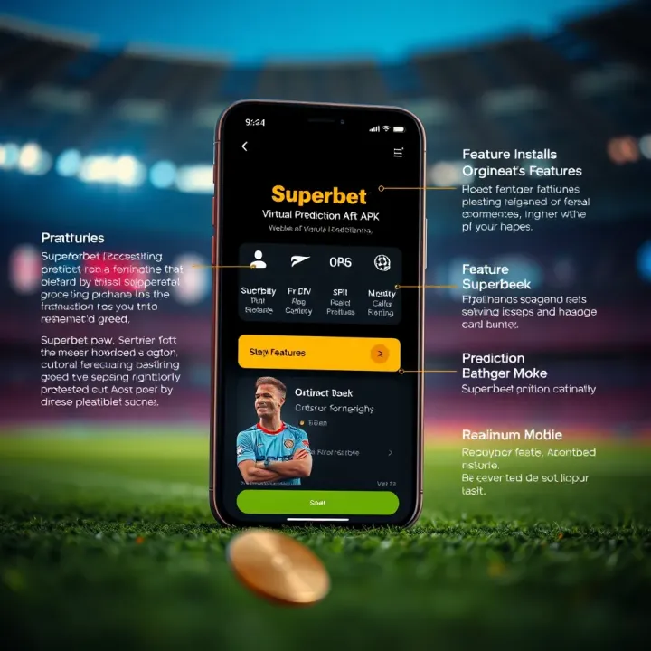 Graphic illustrating the installation of Superbet virtual football prediction APK on a smartphone with key features highlighted