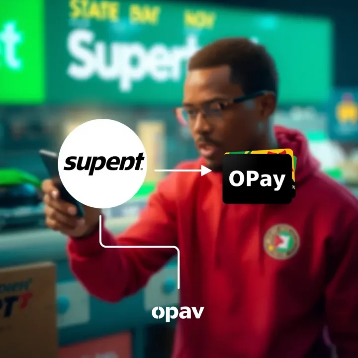 Superbet to OPay Withdrawal Flow Explained Graphic showing Superbet logo connected to OPay digital wallet indicating withdrawal transaction