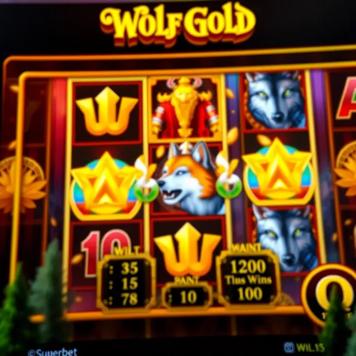 Wolf Gold Slot Game Interface with Key Features Wolf Gold slot interface highlighting vibrant symbols and payout details