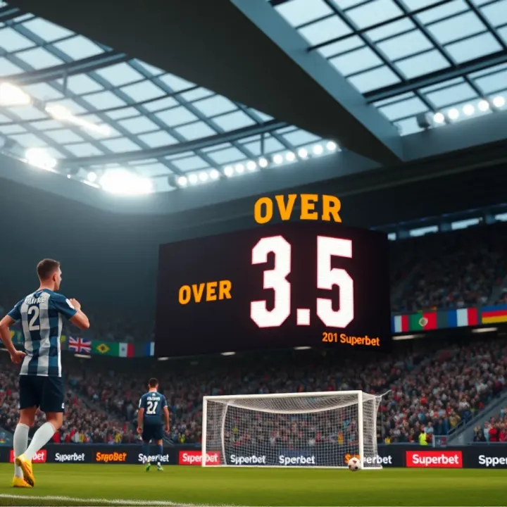 Sports betting scoreboard displaying total goals surpassing the specified line in a football match